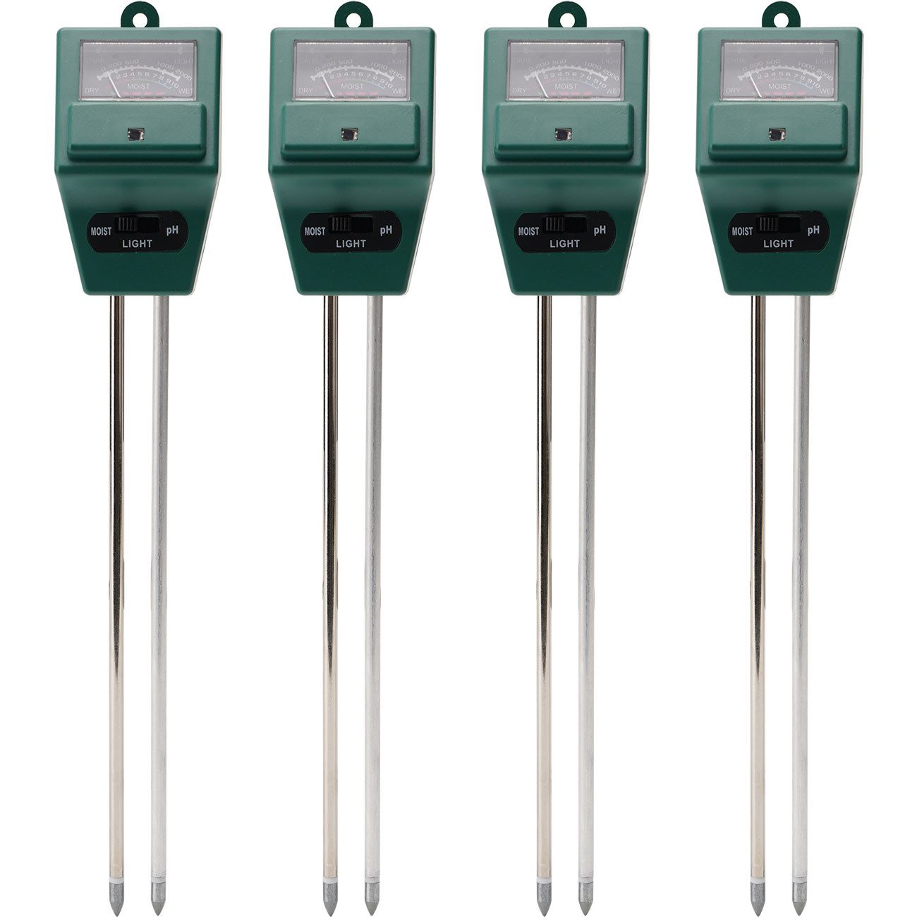 Casativo Feuchtigkeitsmesser 3in1 Bodentester Pflanzenerde-Messgerät für Feuchtigkeit pH-Wert Licht, (4-St., 1er-Set & 2er-Set & 4er-Set), 3-in-1 Bodentest strom- & batteriefrei/inkl. Tabelle mit Idealwerten