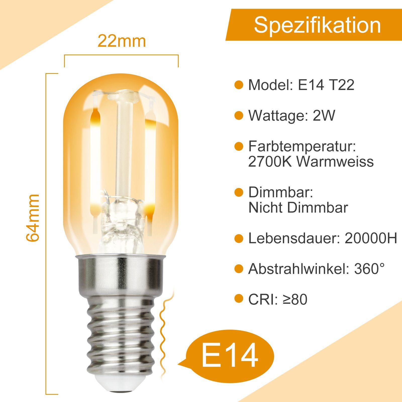 ZMH LED-Leuchtmittel E14 LED Vintage Glühbirnen - T22 LED Leuchtmittel für günstig online kaufen