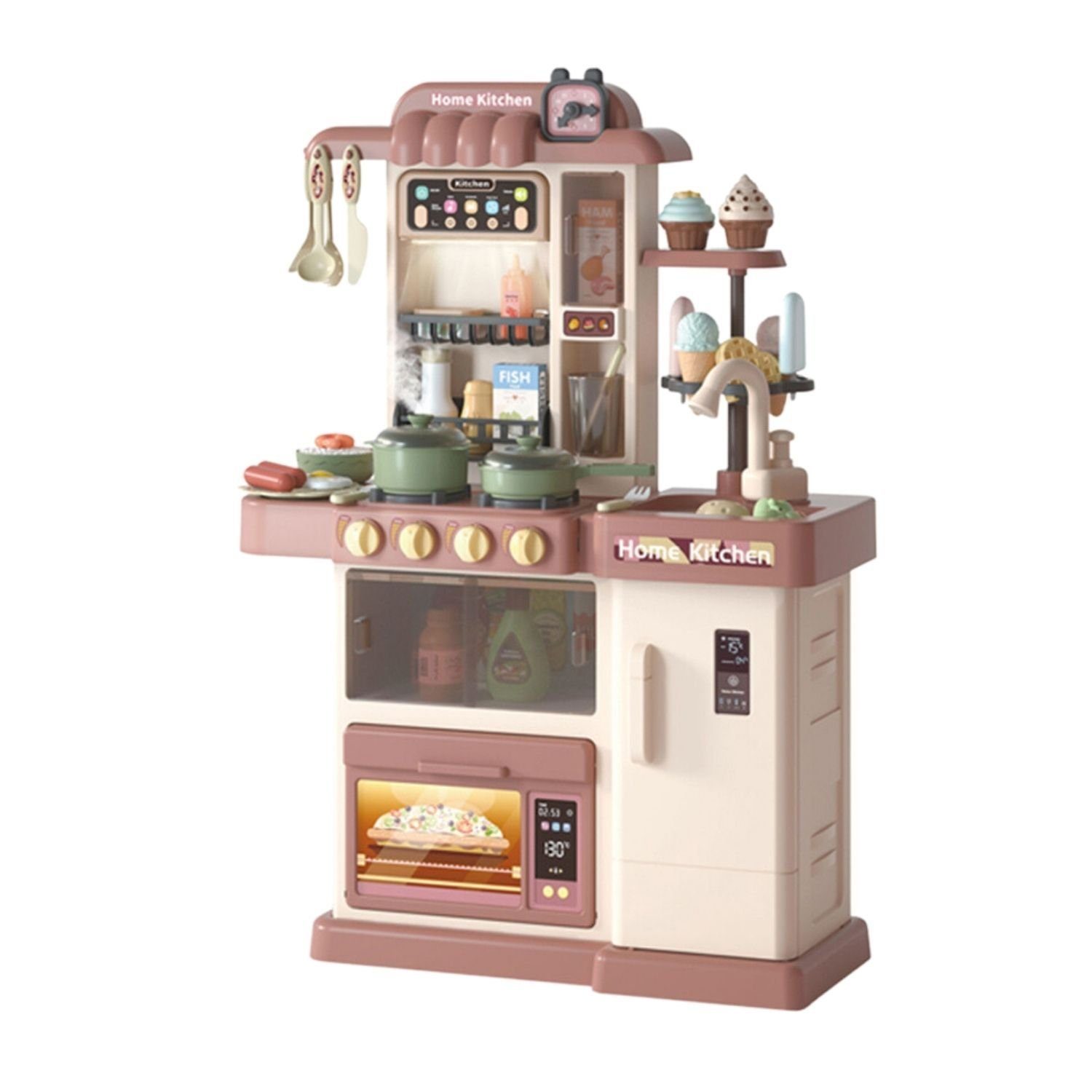 Coemo Spielküche JASMIN Kunststoff, Braun Kinderküche 37 Teile Zubehör Herd günstig online kaufen