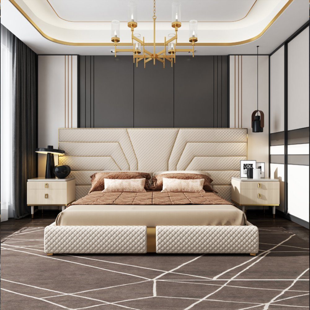 Doppel Betten (Bett), Europe Made Holz Textil Schlafzimmer Modern Polsterbett Bett In JVmoebel Luxus Bett