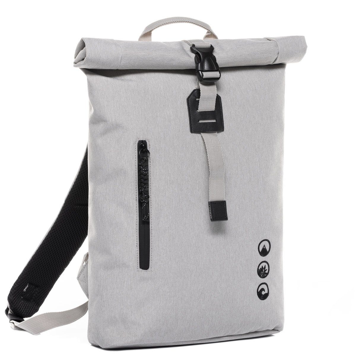 SONS OF ALOHA Rucksack RollTop Rucksack Damen schön flach extra Laptop-Hülle, City-Rucksack dünn als Fahrrad-Rucksack, Daypack für Damen, off-white