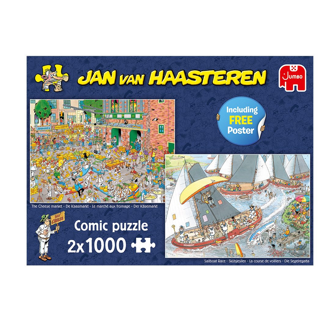 Jan van Haasteren Puzzle Jan van Haasteren Der Käsemarkt + Die Segelregatta 2x1000 Teile, 1000 Puzzleteile