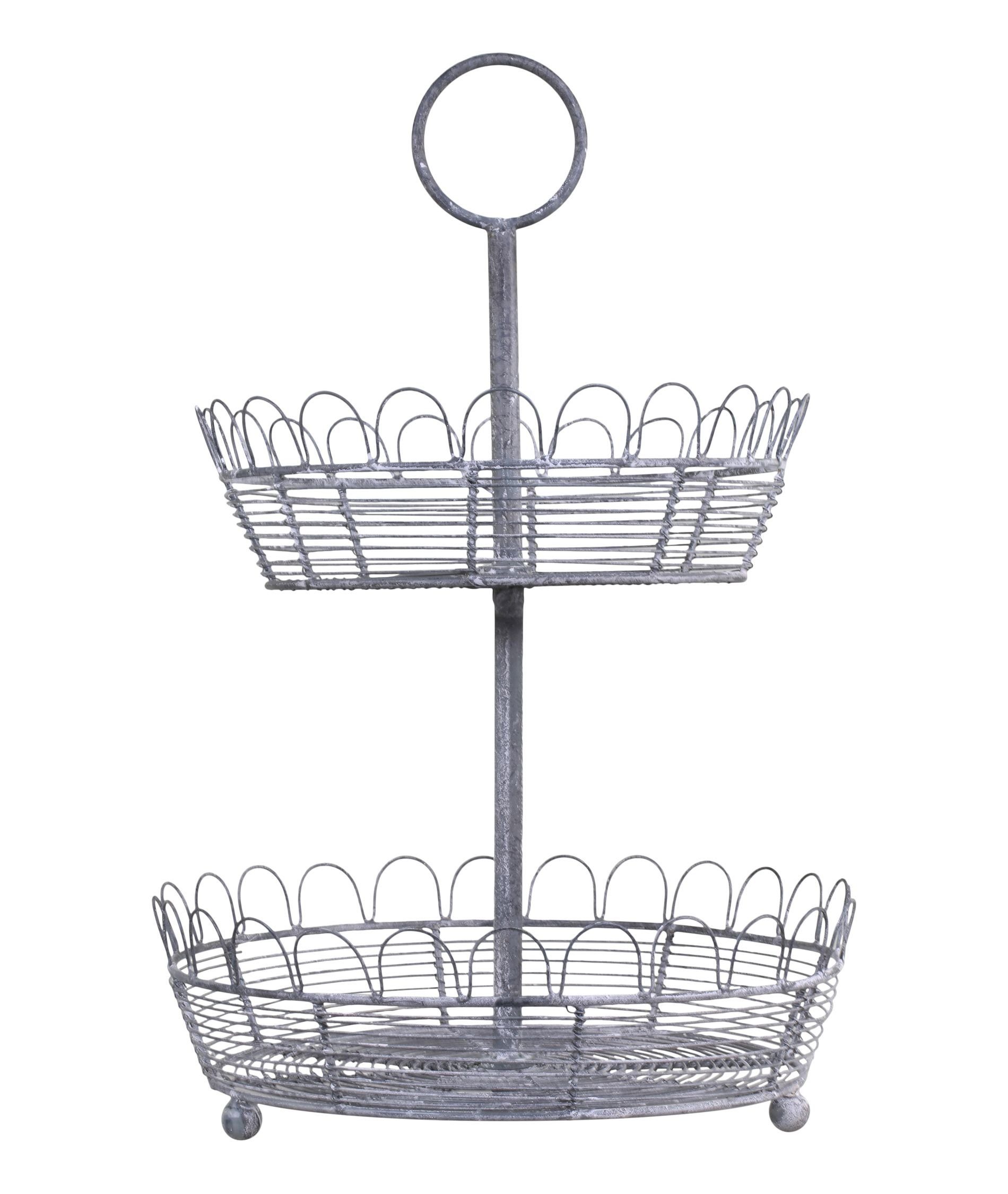 Chic Antique Etagere Etagere Ständer Servierständer 2 Stöckig Metall Grau H46cm Chic, Metall