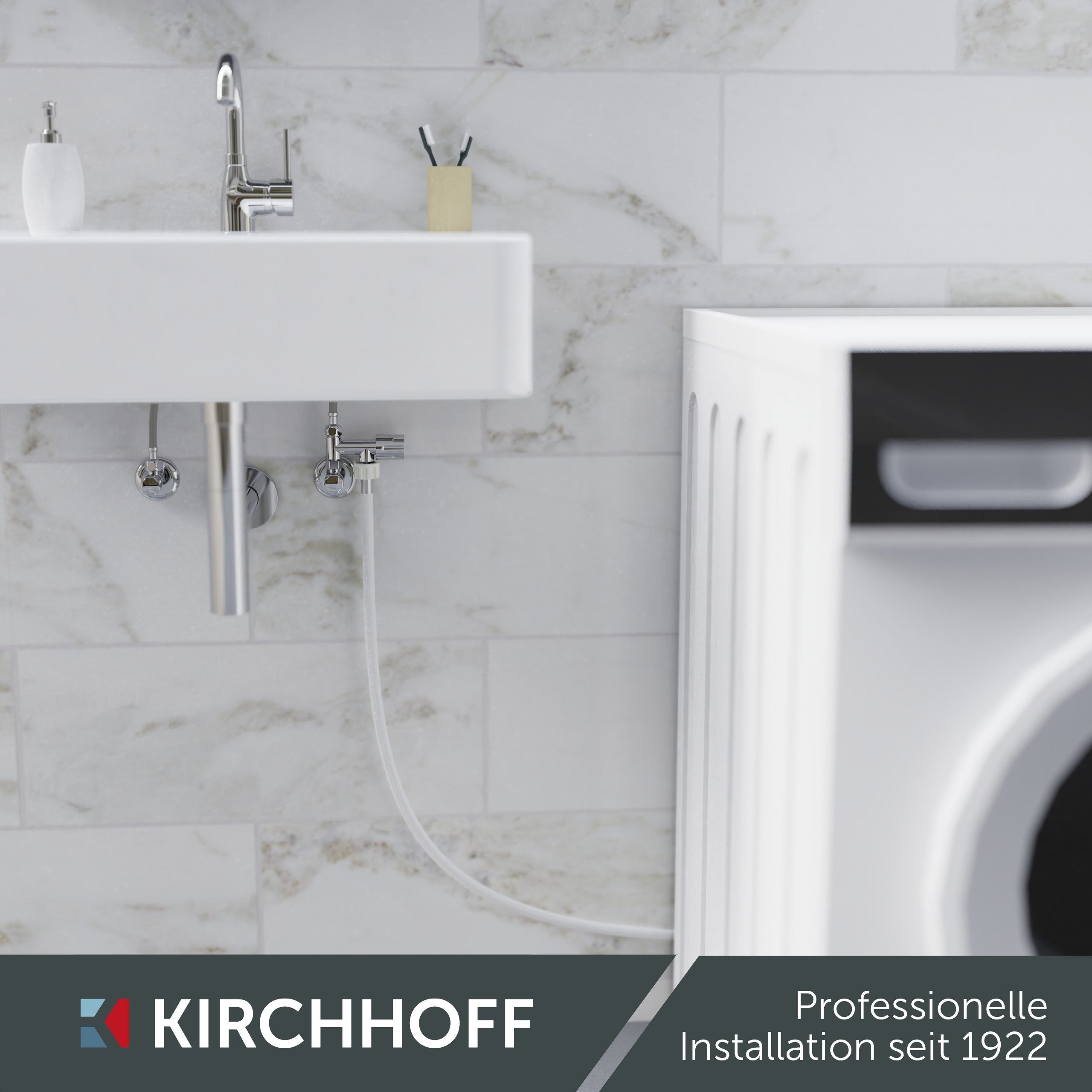 Kirchhoff Eckventil Zusatzventil mit Geräteanschluss, Chrom, mit Rückflussverhinderer