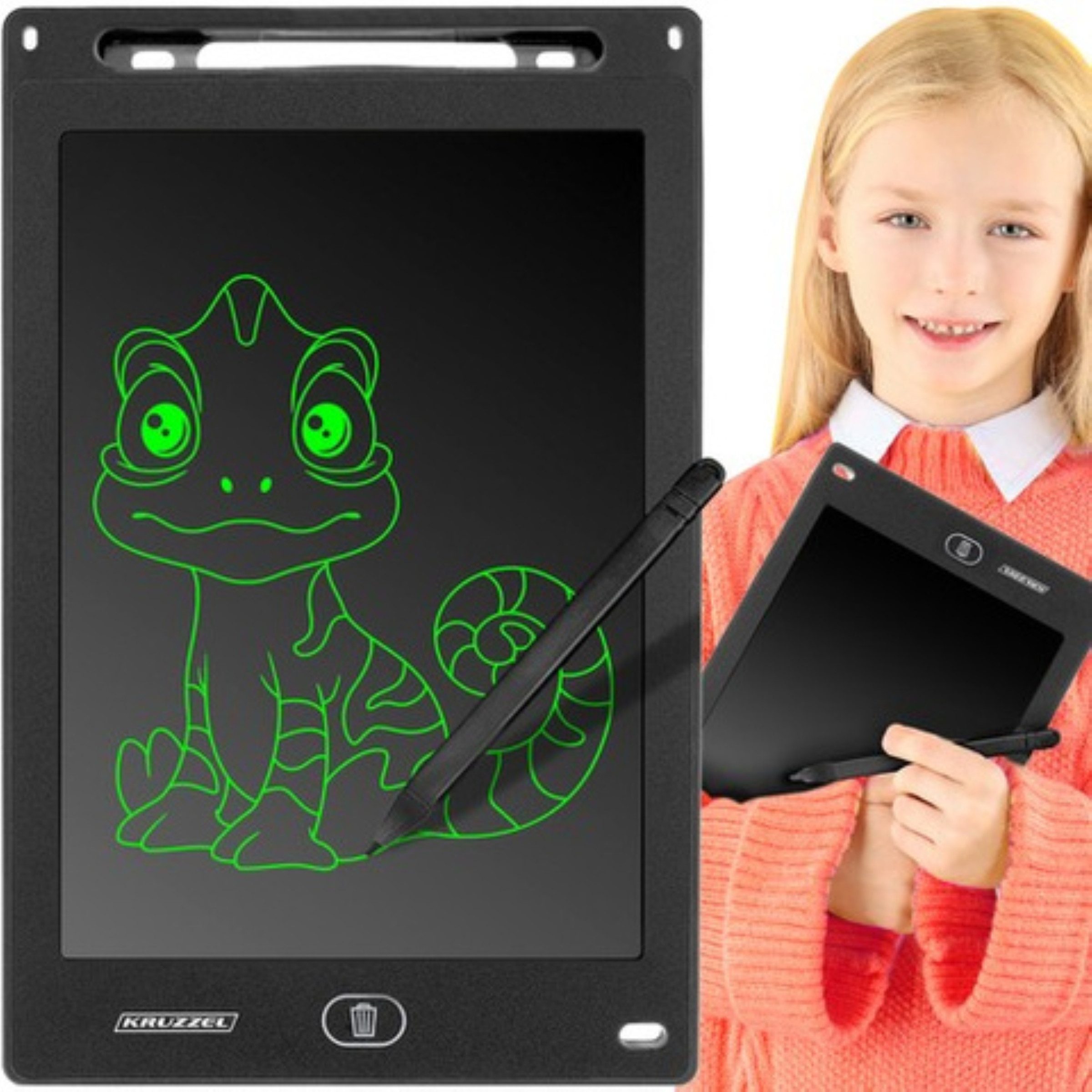KRUZZEL Zaubertafel XXL Zeichentablett 12 Zoll LCD-Tablet für Kinder ab 3 Jahren, (Zeichentablett, Kinder-Tablet, wiederverwendbar, sofort spielbereit, 12-Zoll LCD-Tablet inklusive Stift und stoßfest, ultradünn) von KRUZZEL