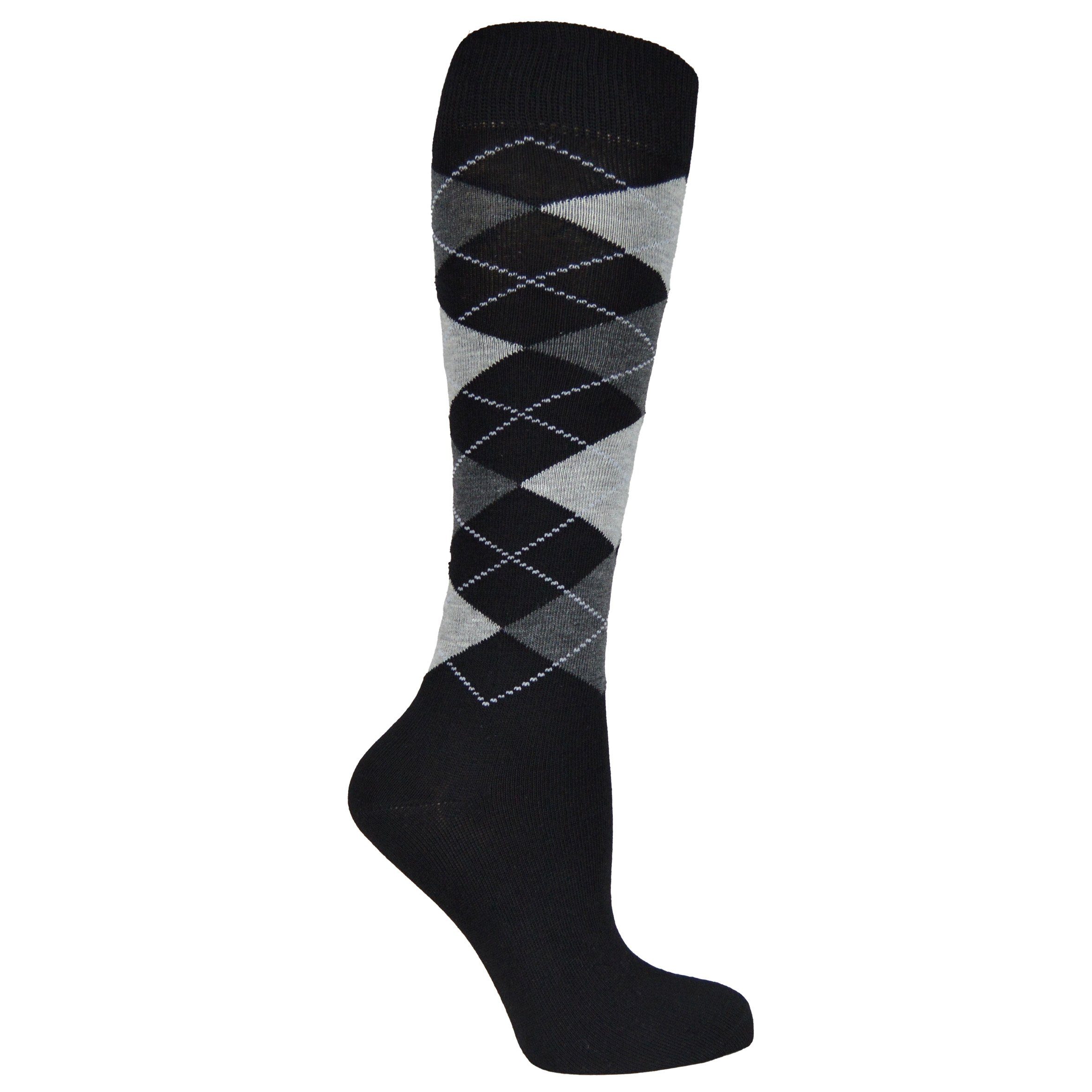 Socked Kniestrümpfe Damen Kniestrümpfe, Baumwolle (6-Paar, 4 verschiedene Farben) Baumwolle, lange Socken,Strümpfe, guter Halt, kniehoch, Uni / Karo – Bild 5 von 5