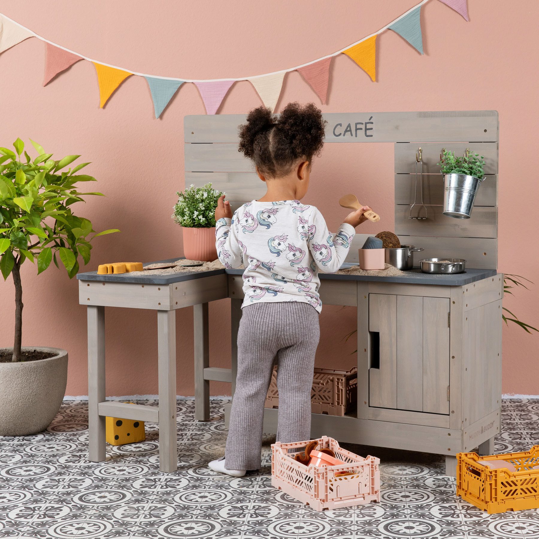 MUDDY BUDDY® Outdoor-Spielküche Matschküche Coffee Corner Holz