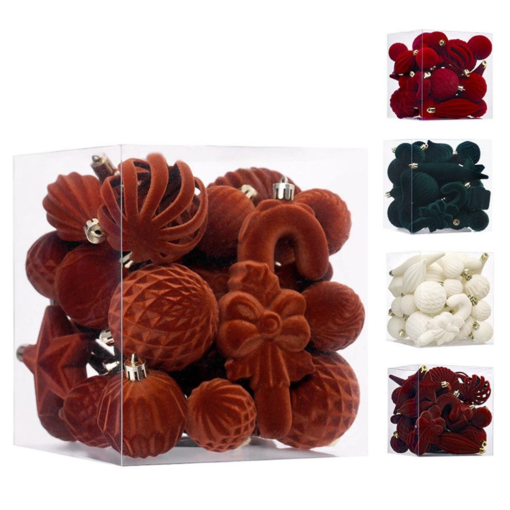 CLTYQ Weihnachtsbaumkugel 28er Set Samt-Weihnachtskugeln – Weihnachtsbaum Anhänger-Set, bruchsichere Dekorationskugeln für den Weihnachtsbaum
