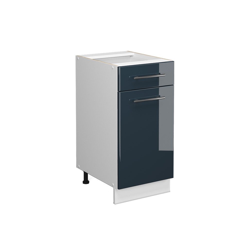 Vicco Unterschrank Fame-Line, Dunkelblau Hochglanz/Weiß, 40 cm ohne Arbeitsplatte