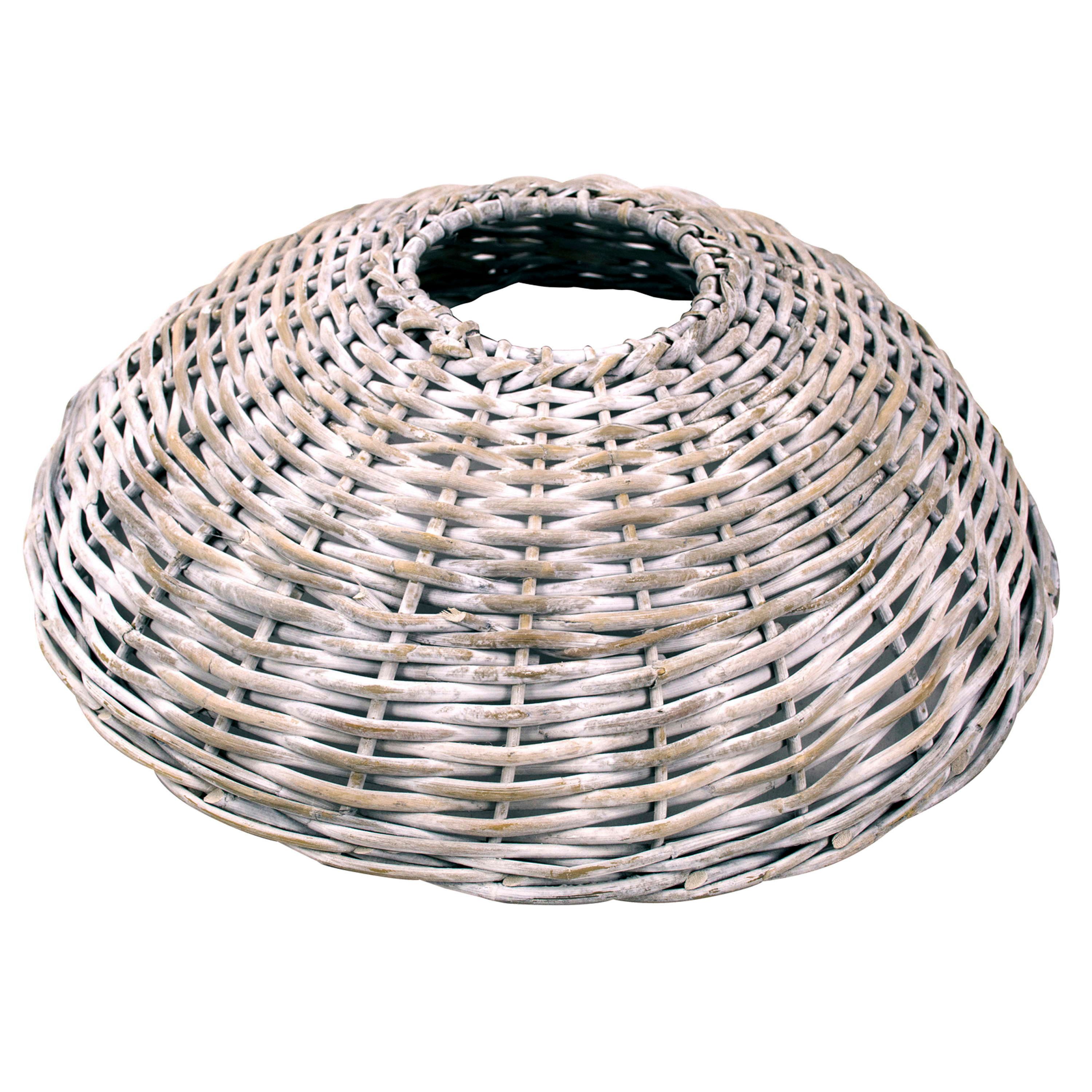 artplants Weihnachtsbaumdecke Weihnachtsbaumkorb Jericho aus Rattan, weiß gekalkt, 18cm, Ø62cm