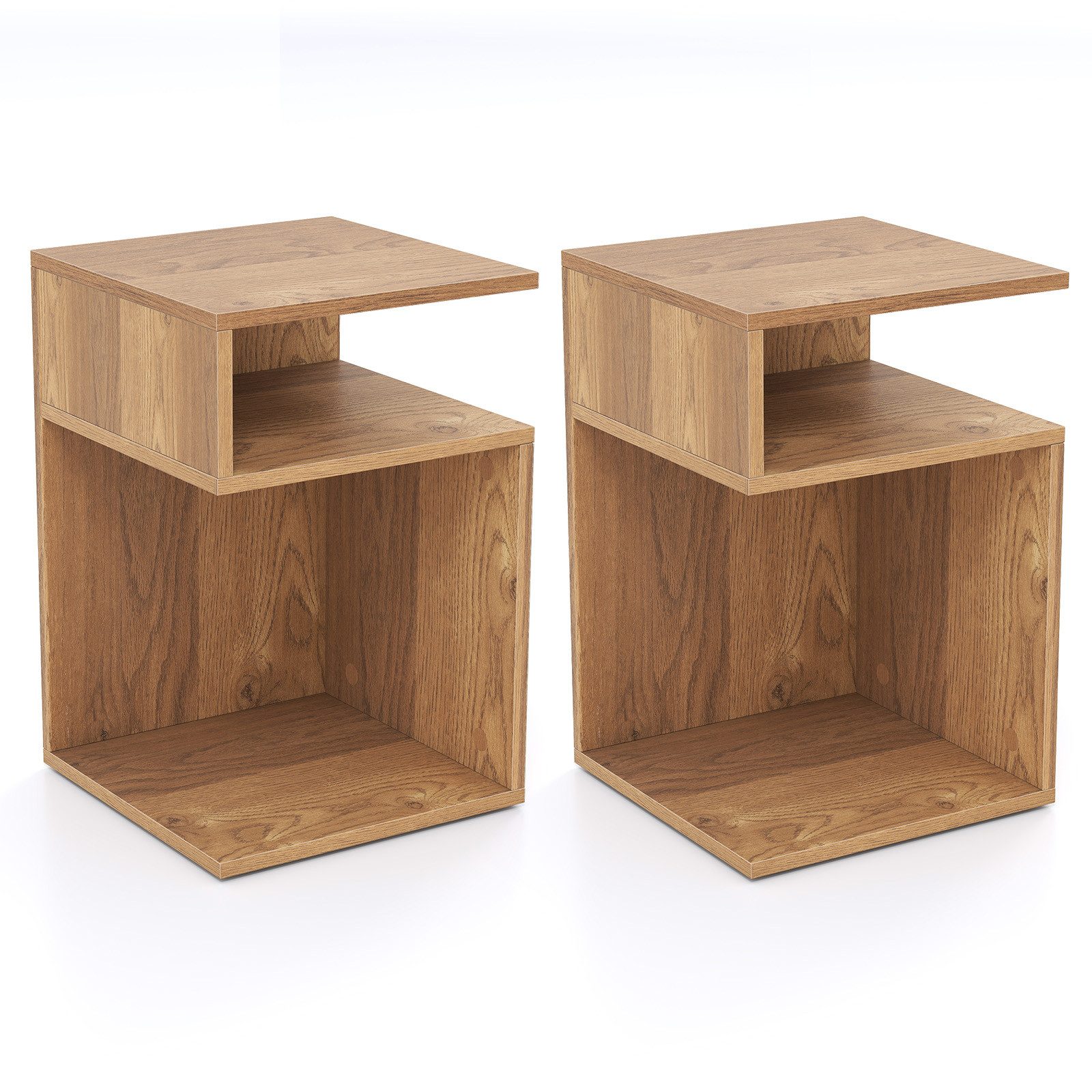 COSTWAY Beistelltisch (2-St), Holz, 3 Ebenen günstig online kaufen