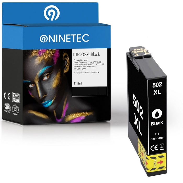 NINETEC ersetzt Epson 502XL 502 XL Black (C13T02W14010) Tintenpatrone