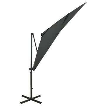 vidaXL Sonnenschirm Ampelschirm mit Mast und LED-Leuchten Anthrazit 250 cm