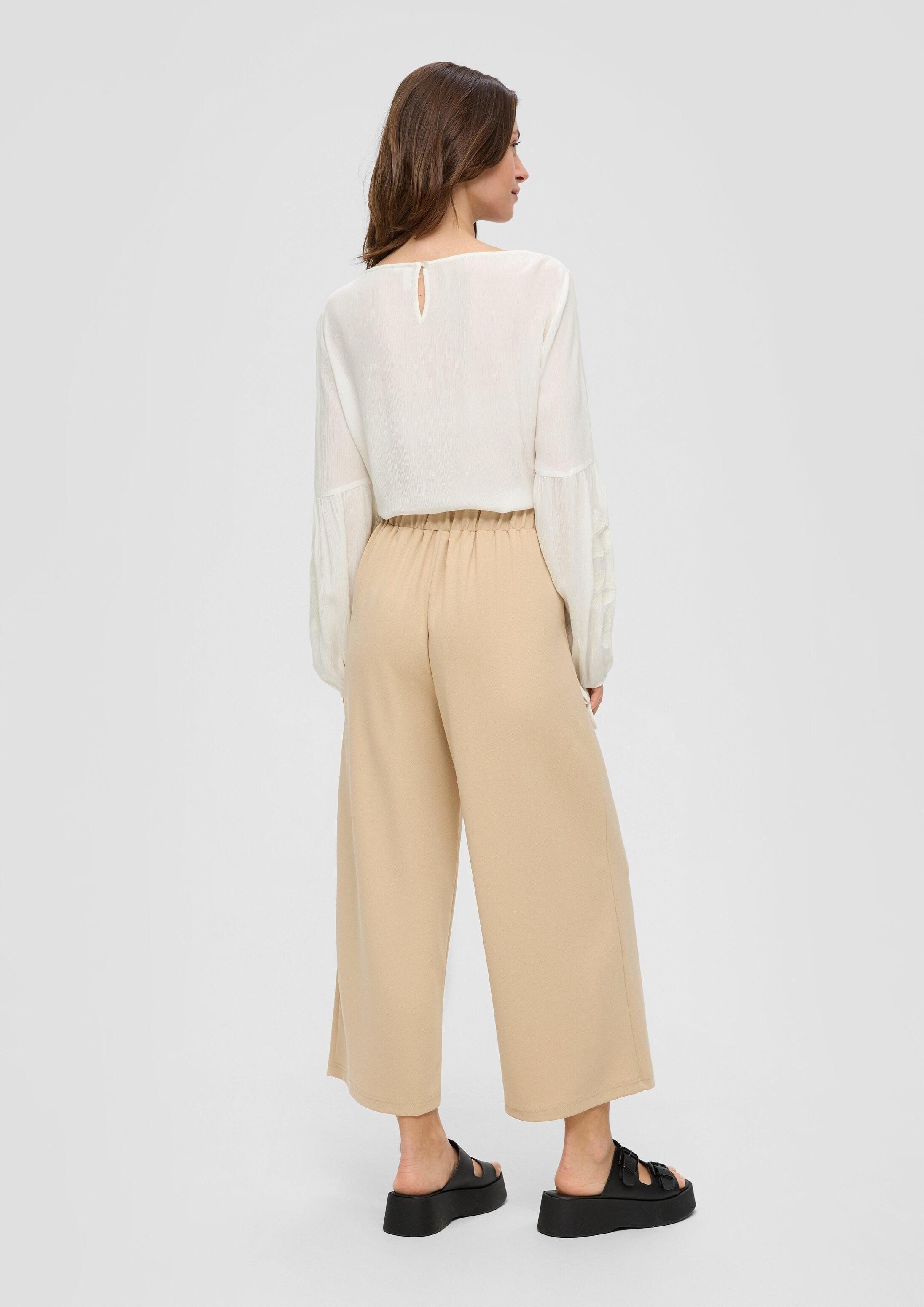 QS Langarmbluse Bluse Viskose-Bluse mit Crêpestruktur