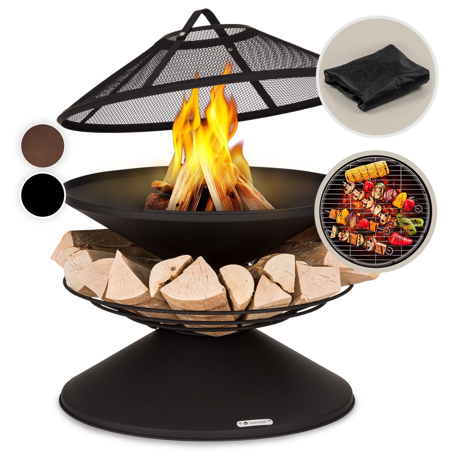 blumfeldt Feuerschale Aguilera, (Set), Feuerschale Garten Grill Funkenschutz Feu