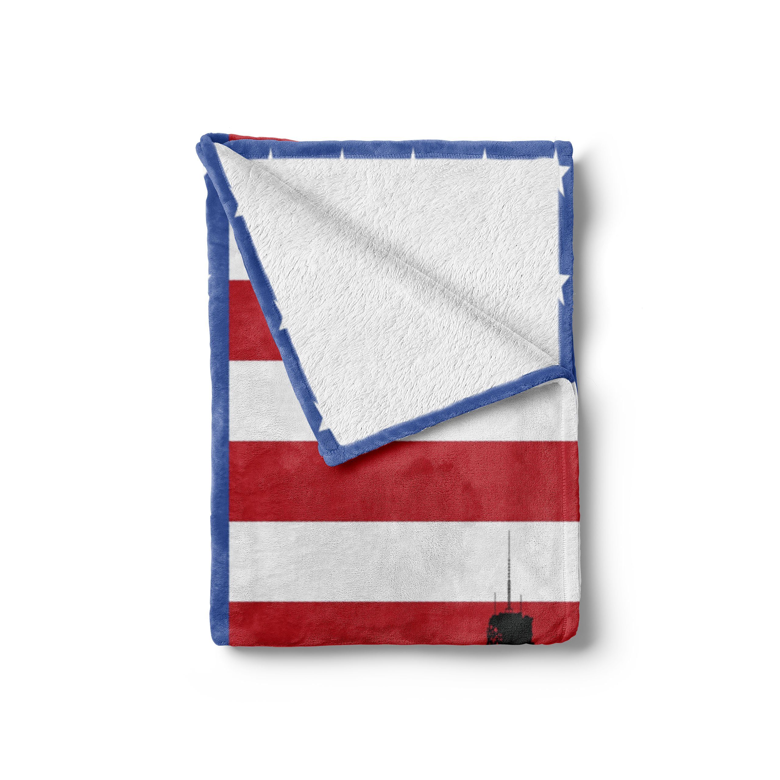 US-Flagge und für Abakuhaus, Innen- Gemütlicher den und Wohndecke Plüsch Boston Außenbereich, Skyline