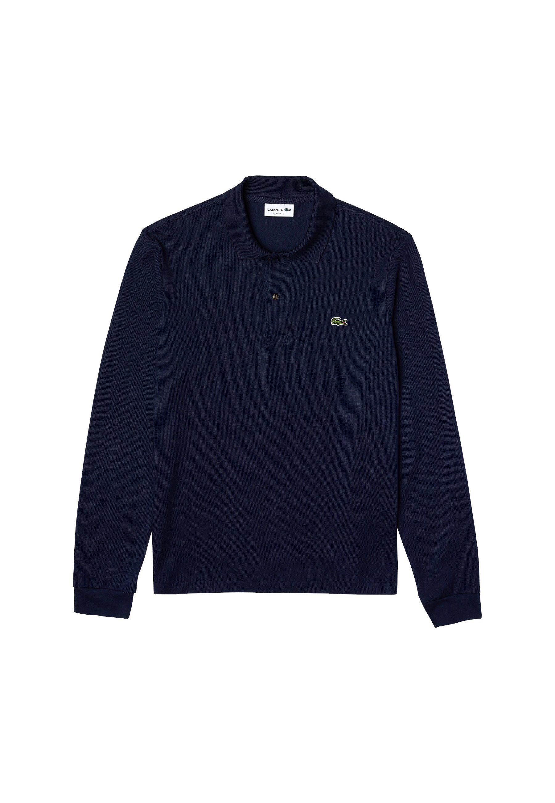 mit dunkelblau Poloshirt Langarmpoloshirt Lacoste Poloshirt aus (1-tlg) Petit Piqué