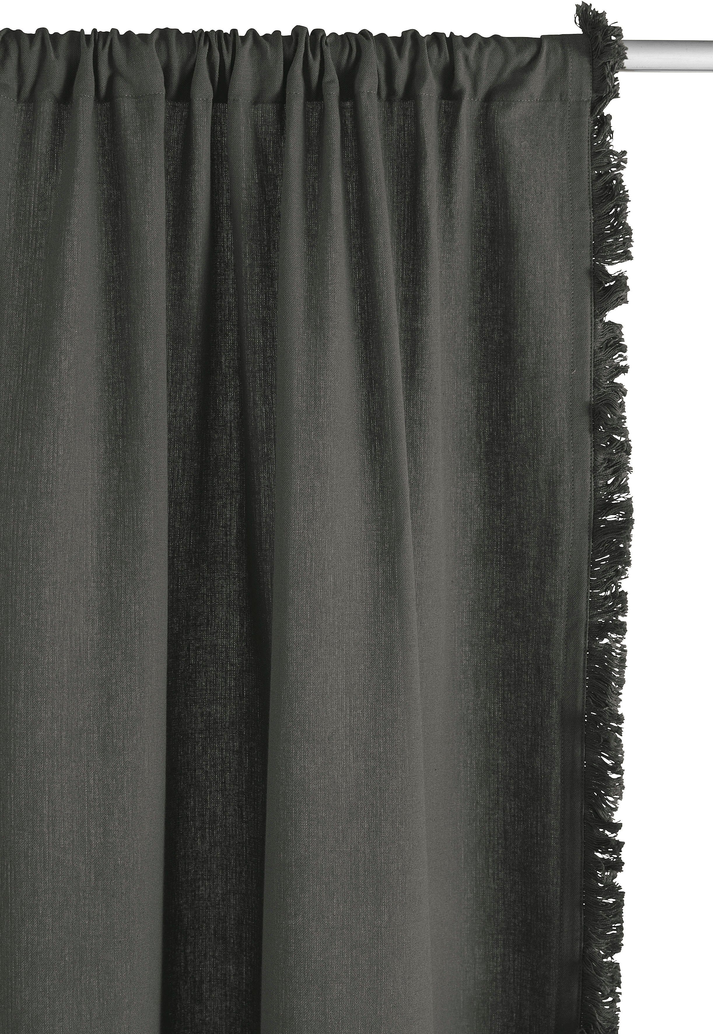gewebt grau Fransenoptik, Stangendurchzug St), blickdicht, Baumwolloptik, (1 blickdicht, glatt, Timbers, Tennessee, Vorhang