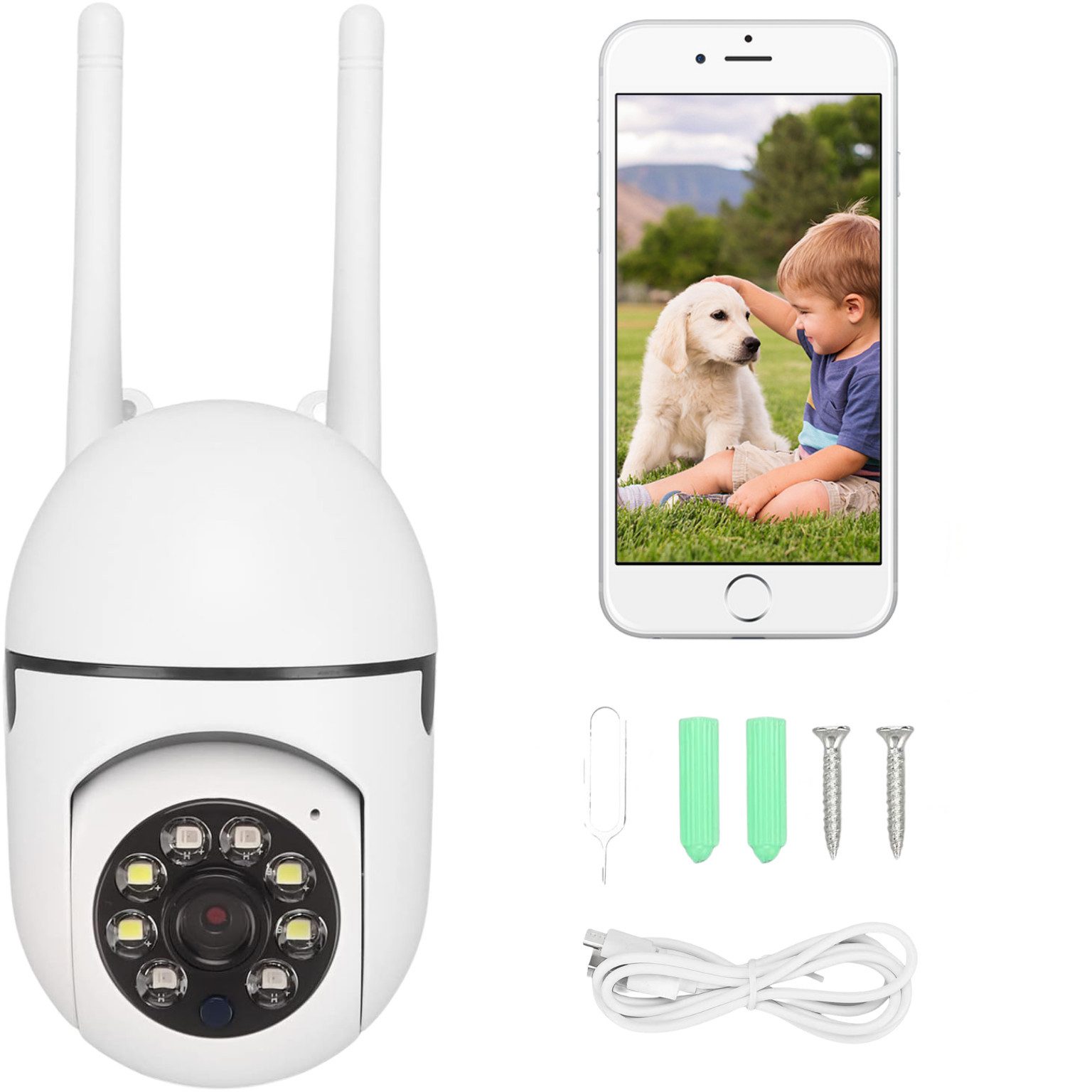 Diyarts Video-Babyphone, Packung, WLAN-Überwachungskamera, 360° WLAN-Kamera mit 1080P, Zwei-Wege-Audio, Vollfarb-Nachtsicht & App