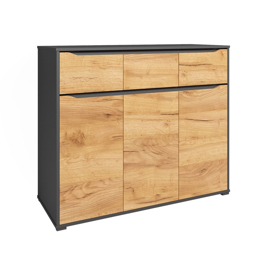 Vicco Kommode Ruben, Anthrazit/Goldkraft Eiche, 120 x 101 cm mit Schubladen (1 St)