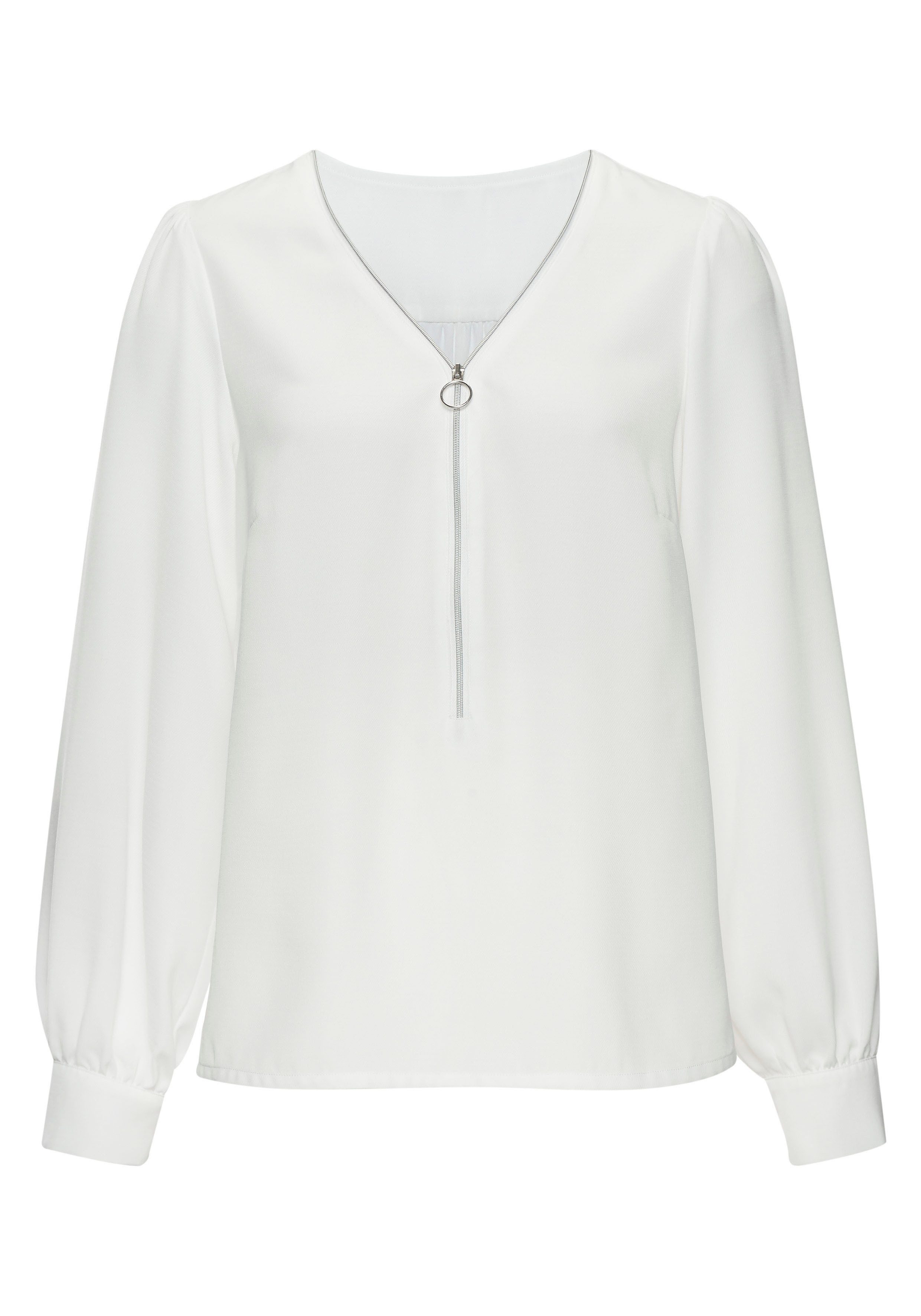 LASCANA Langarmbluse mit Reißverschlussdetail, elegante Damenbluse