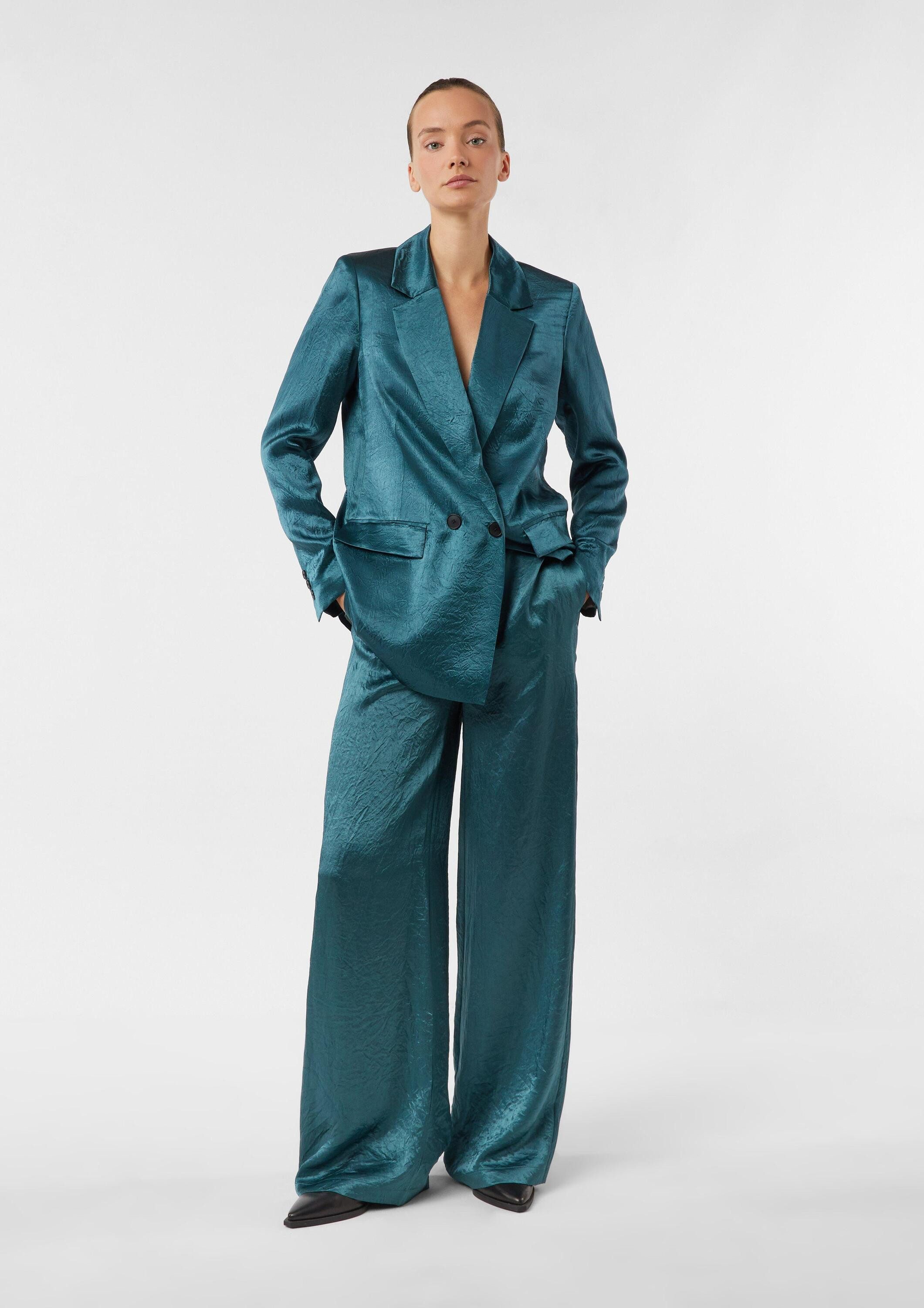 comma Chinos Hose Wide-Leg-Hose aus Crinkle-Satin günstig online kaufen