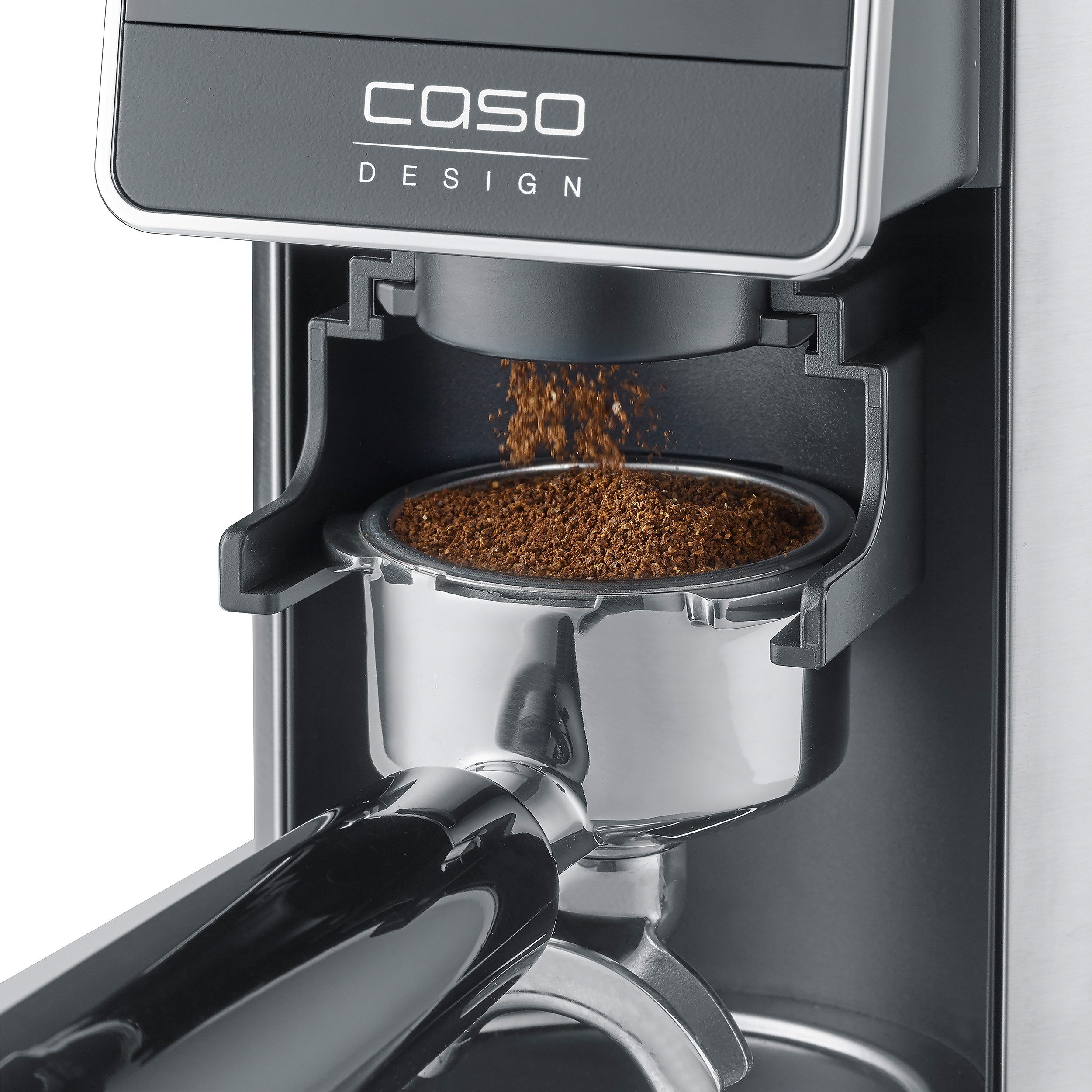 Caso Kaffeemühle BaristaChef Inox Pro, 180 W, Kegelmahlwerk, 320 g Bohnenbehälter, Zero Retention Technologie, Edelstahl-Kegelmahlwerk, 34 Mahlgradstufen silberfarben