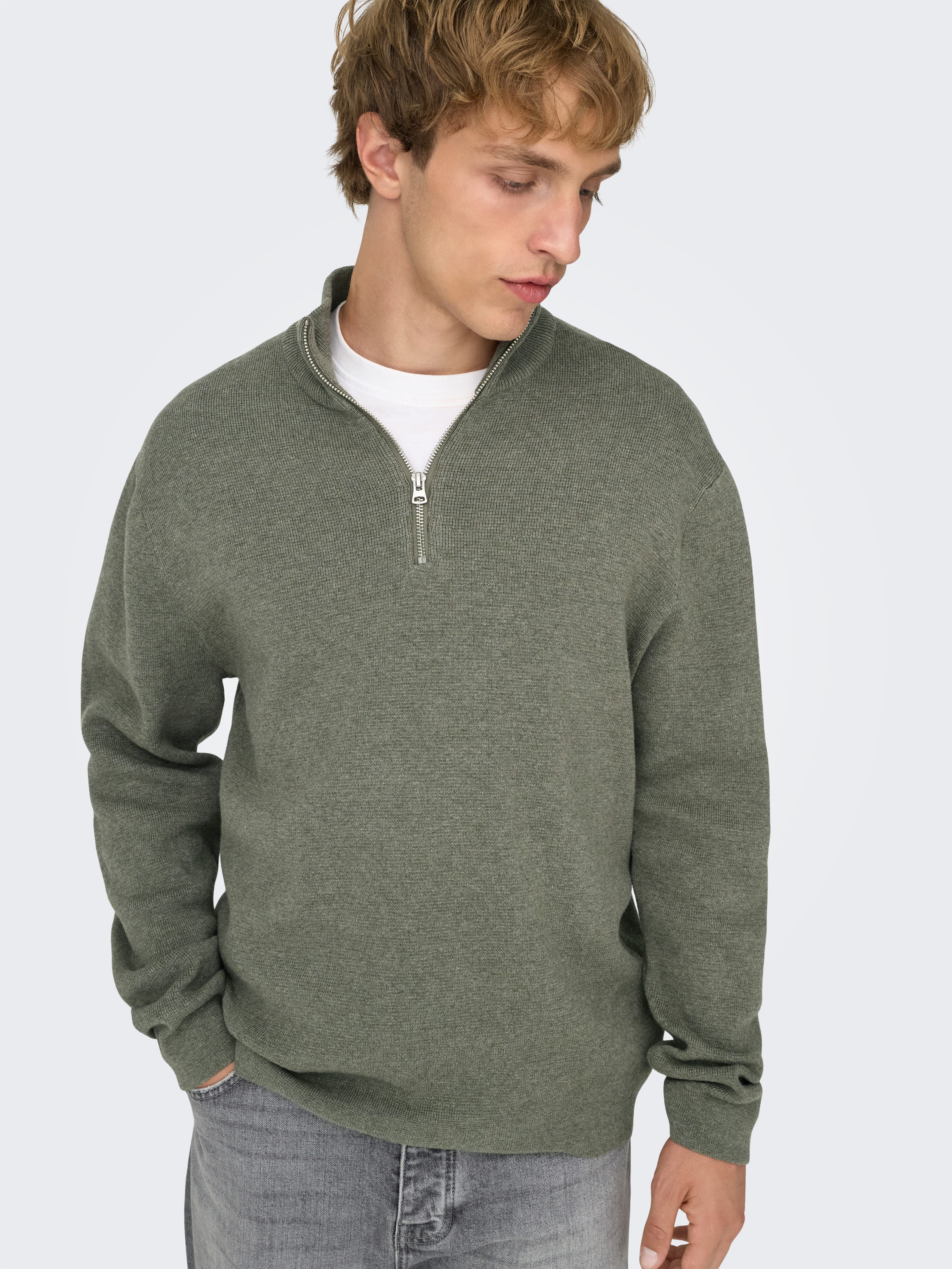 ONLY & SONS Troyer ONSTING LIFE REG HALF ZIP KNIT NOOS Baumwolle, regular f günstig online kaufen