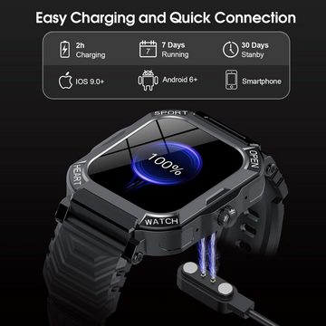 xinwld Smartwatch (1,85 Zoll, Android, iOS), mit Telefonfunktion,Schrittzähler Pulsmesser Schlafmonitor,IP68Militär