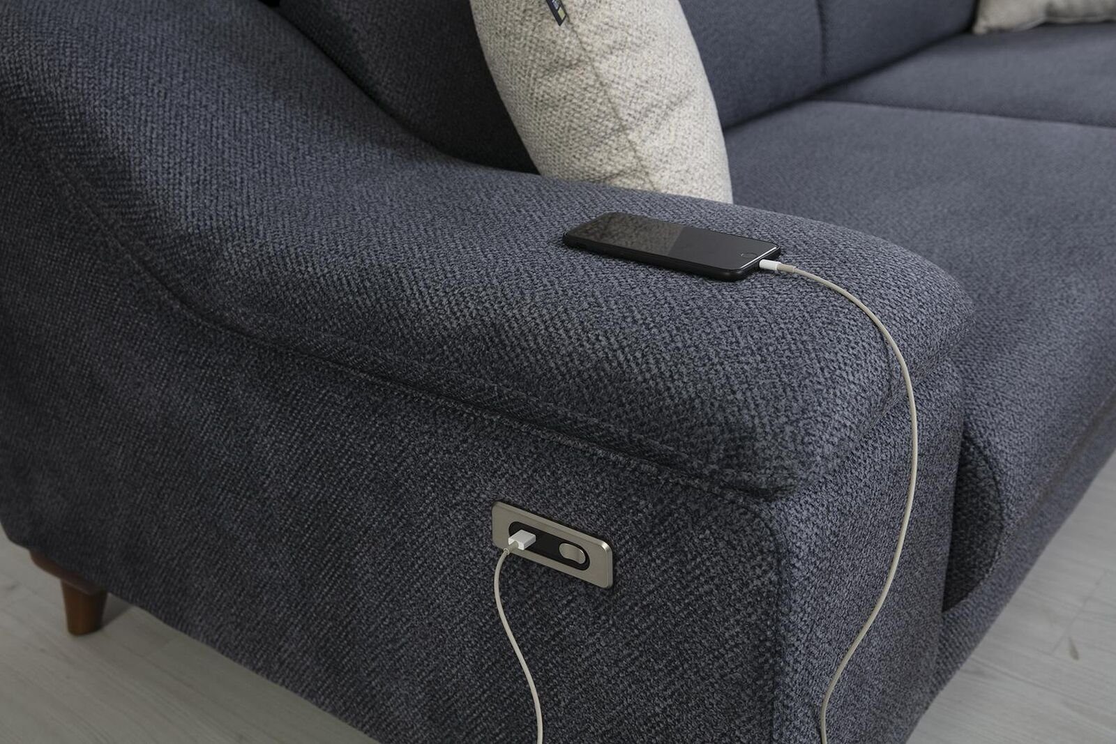 Polster Teile, 2 Modernes Möbel, Design Couch Europa Made Neu Wohnzimmer Textil JVmoebel Set Sofa in