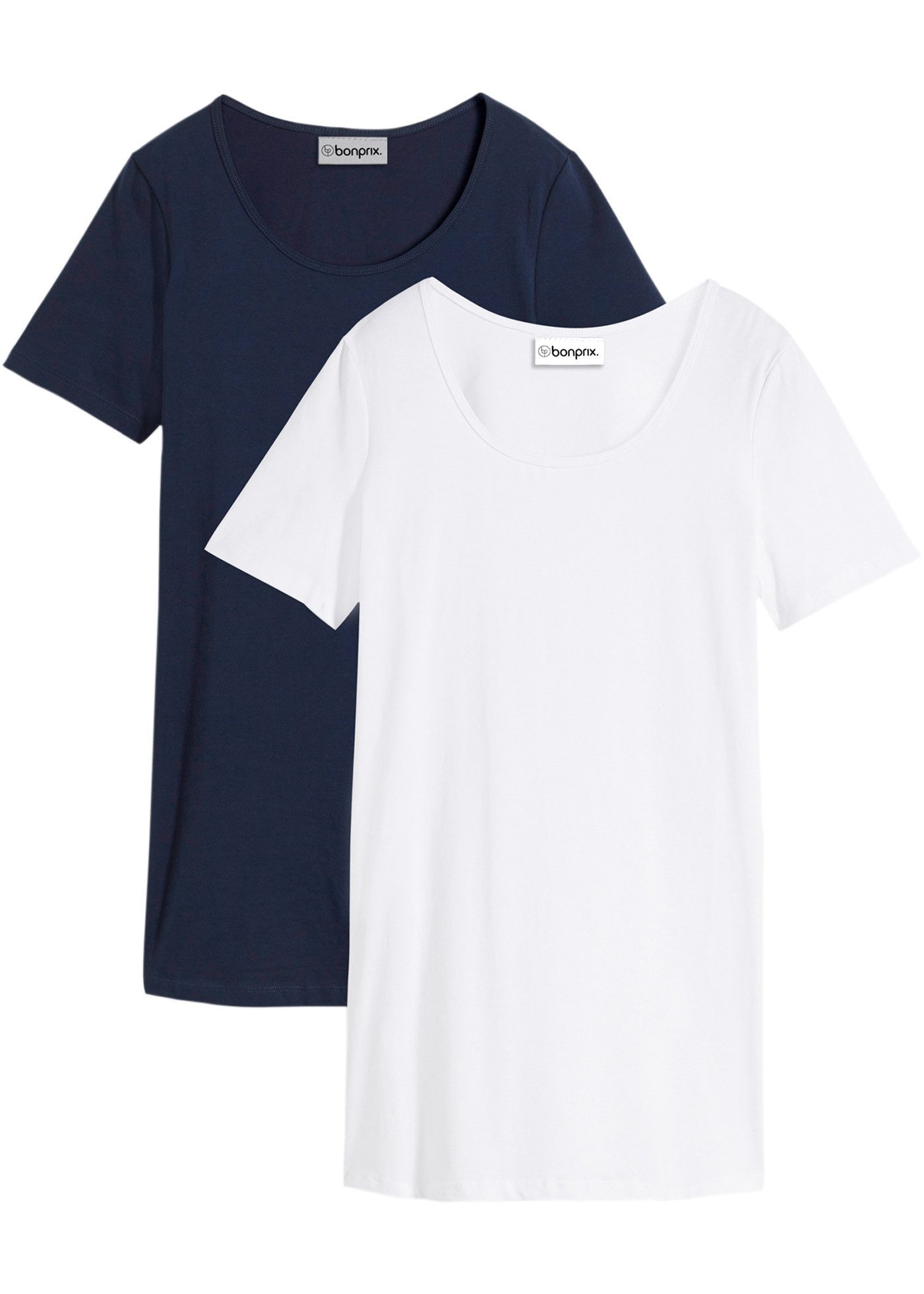 bonprix T-Shirt (Packung, 2-tlg) lockerer loose fit, Halbarm, Longshirt günstig online kaufen