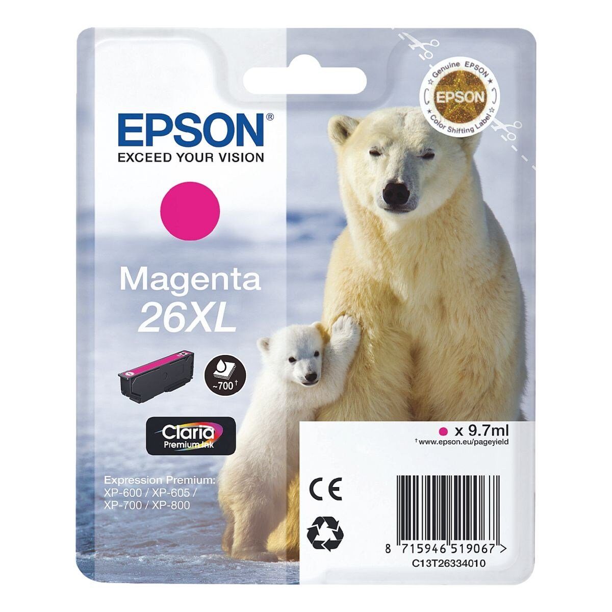 Epson T263340 Tintenpatrone (Original Druckerpatrone, magenta)