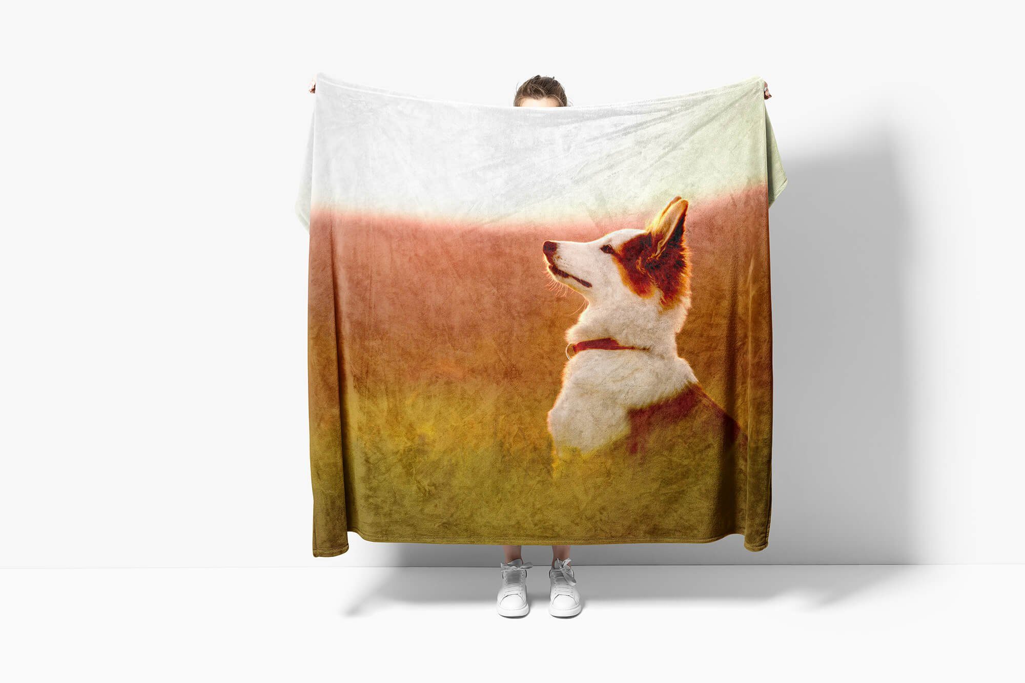 Kleiner Handtücher (1-St), Handtuch Tiermotiv Handtuch Strandhandtuch Hund, Sinus Art Saunatuch mit Baumwolle-Polyester-Mix Kuscheldecke