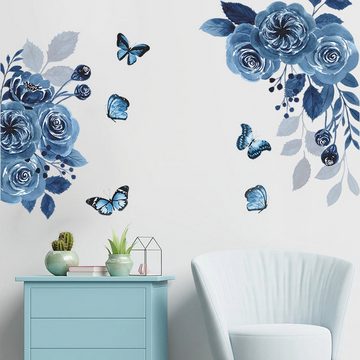 AUKUU Wandtattoo 30*90cm Blaue Zauberin Schmetterling Blume Schlafzimmer, Eingang Haus Wandverschönerung dekorativer Wandaufkleber