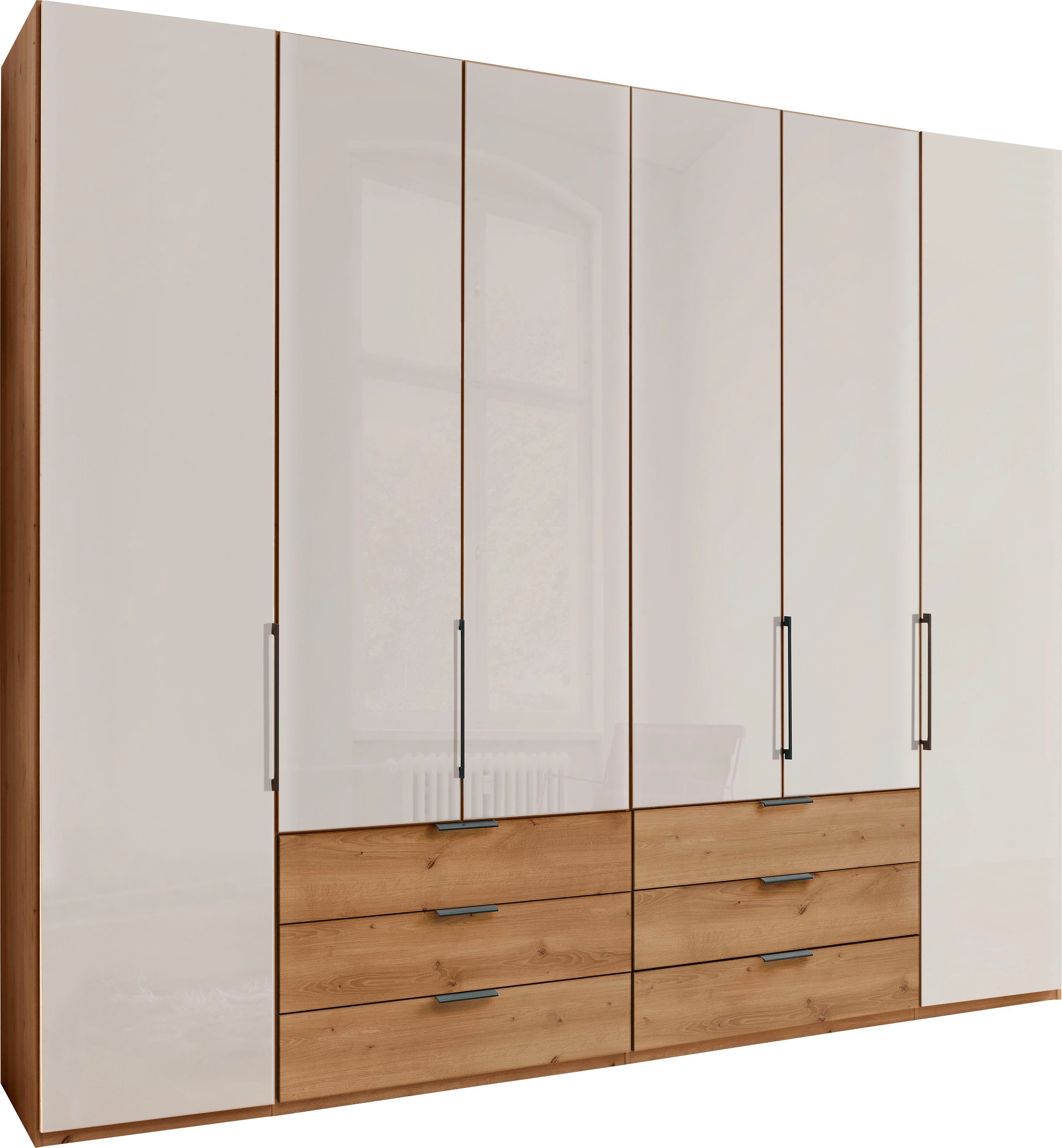 WIEMANN Kleiderschrank Monaco mit Teil-Glasfront sowie hochwertige Beschläge inkl. Dämpfung