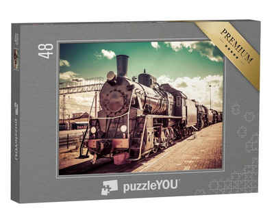 puzzleYOU Puzzle Alte Dampflokomotive, 48 Puzzleteile, puzzleYOU-Kollektionen Lokomotive