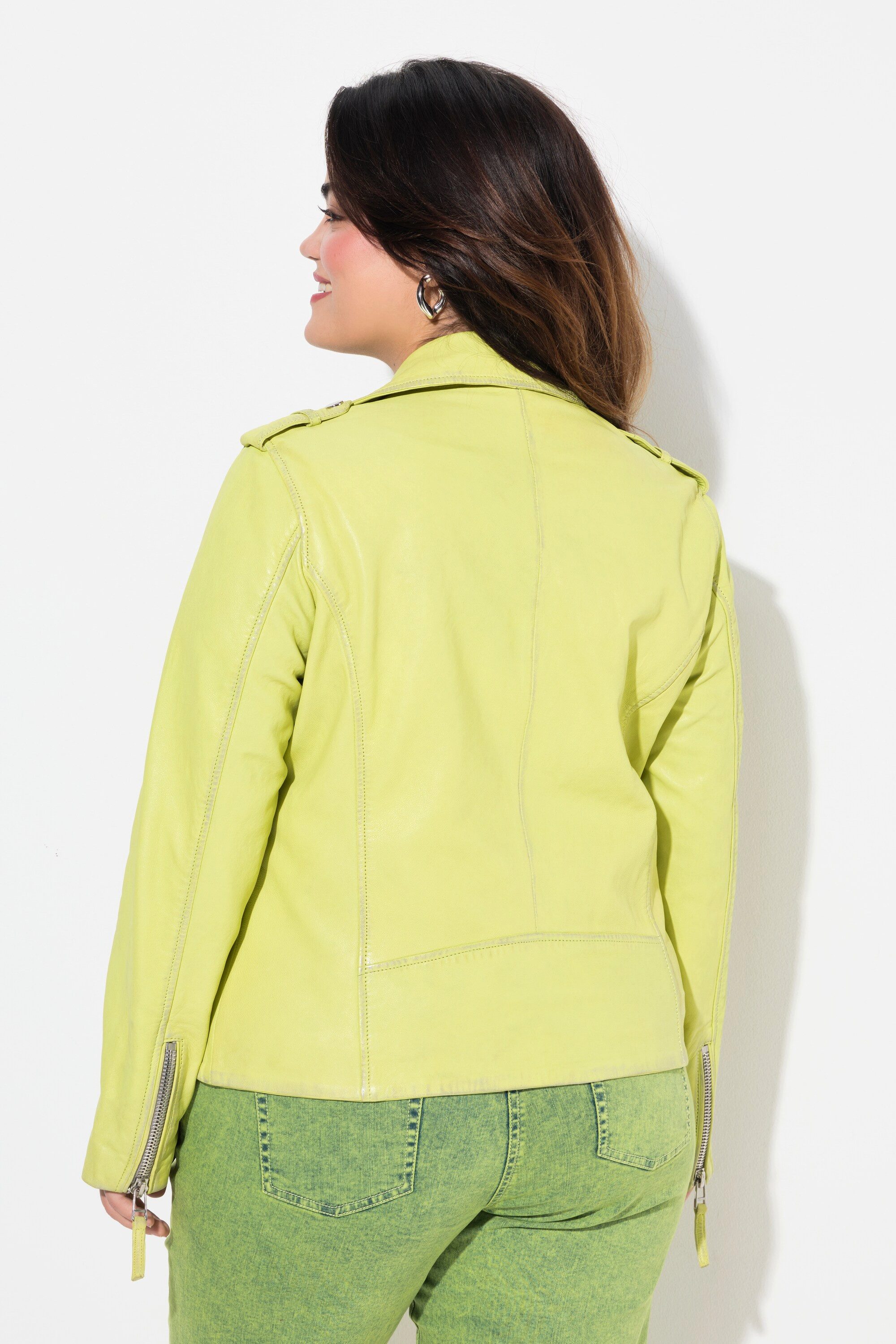 Angel of Style Lederjacke Leder-Bikerjacke echtes Leder Farbe Langarm