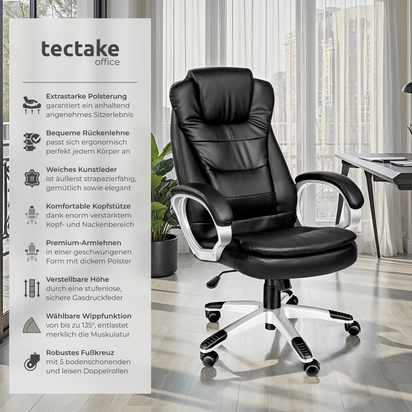 tectake Chefsessel Bürostuhl (Set., 1 St), günstig online kaufen
