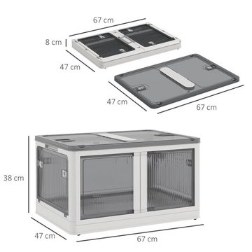 HOMCOM Truhe Aufbewahrungsbox 99L Stapelbare Auflagenbox mit Rollen (Aufbewahrungskiste, 1 St., Aufbewahrungstruhe), 5-seitiger Zugang, Weiß
