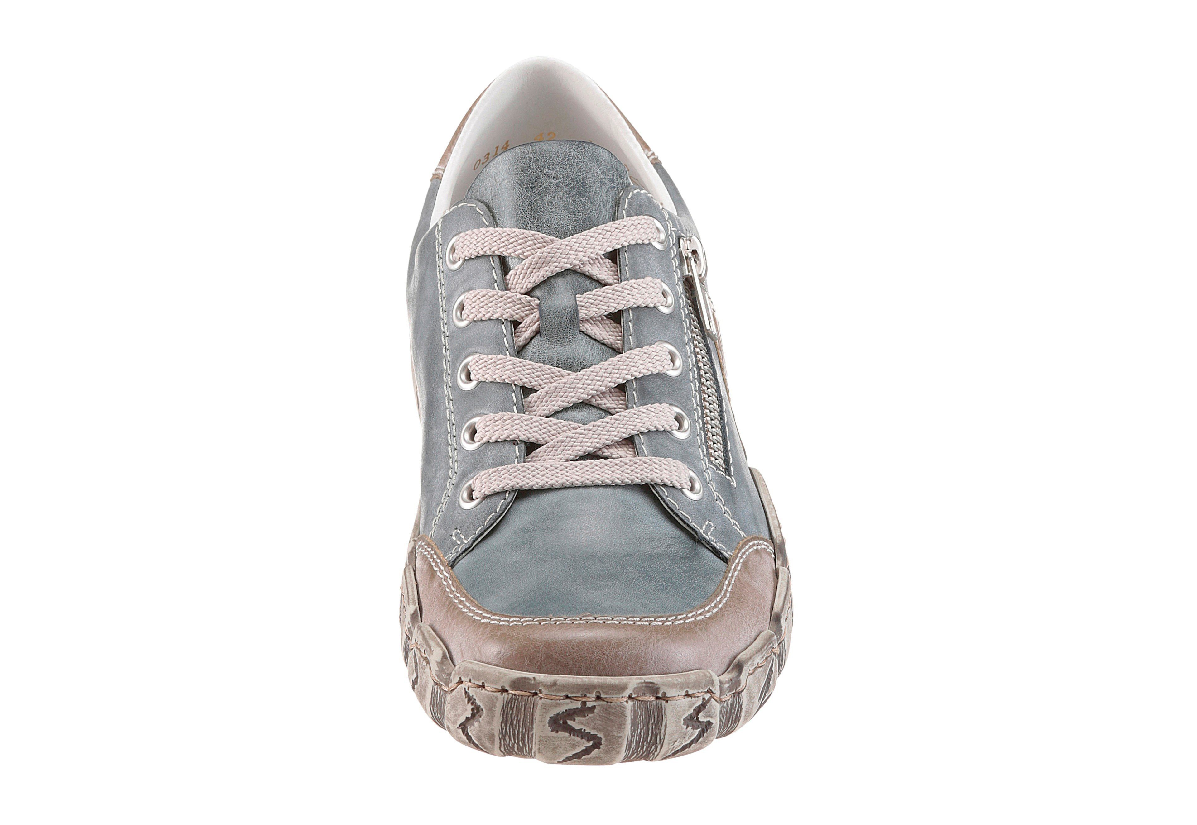 Zierreißverschluss Rieker graublau-taupe Sneaker mit