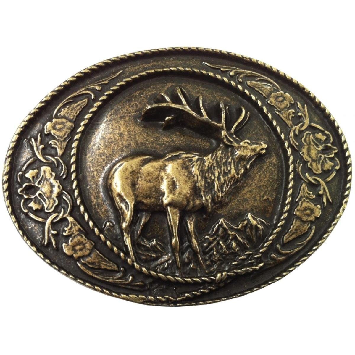 BELTINGER Gürtelschnalle Hirsch mit Rahmen 4,0 cm - Buckle Wechselschließe Gürtelschließe 40mm (1-St)