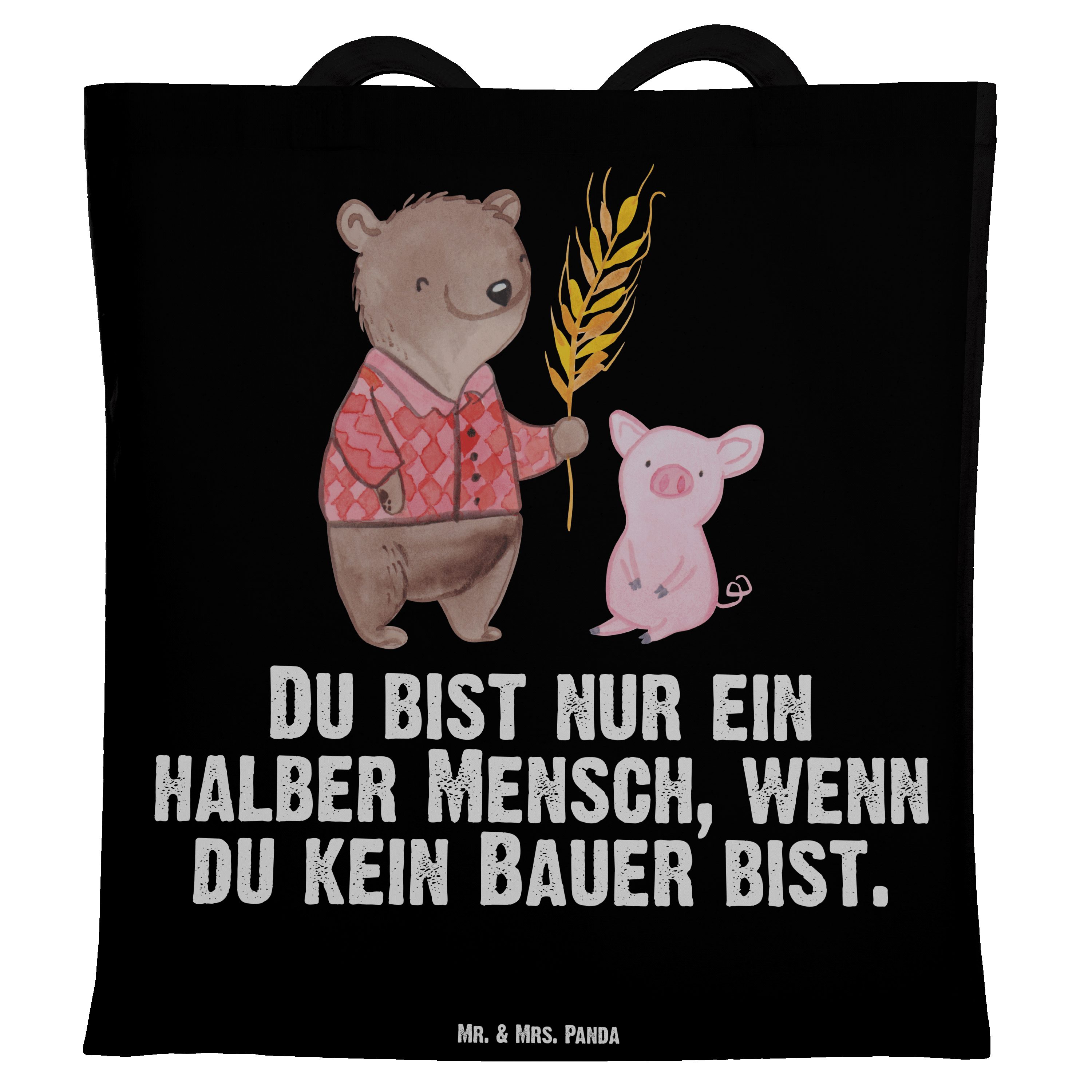 Schwarz Mrs. Landwirt; Mr. mit Dankeschön, Panda Bauer, - Bauer & Ein Herz Geschenk, (1-tlg) Tragetasche -