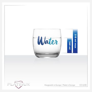 PLATINUX Glas Trinkgläser mit Water-Print, Glas, 260ml (max.310ml) Wassergläser Saftgläser Getränkeglas