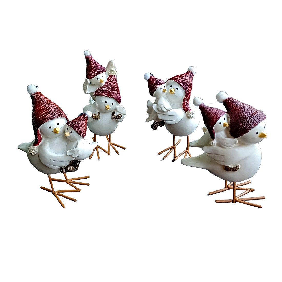 Heaven Sends Dekofigur 4er-Set Wintervögel mit Nachwuchs - Vogelmütter mit Küken ca. 13-14 cm (4 St)