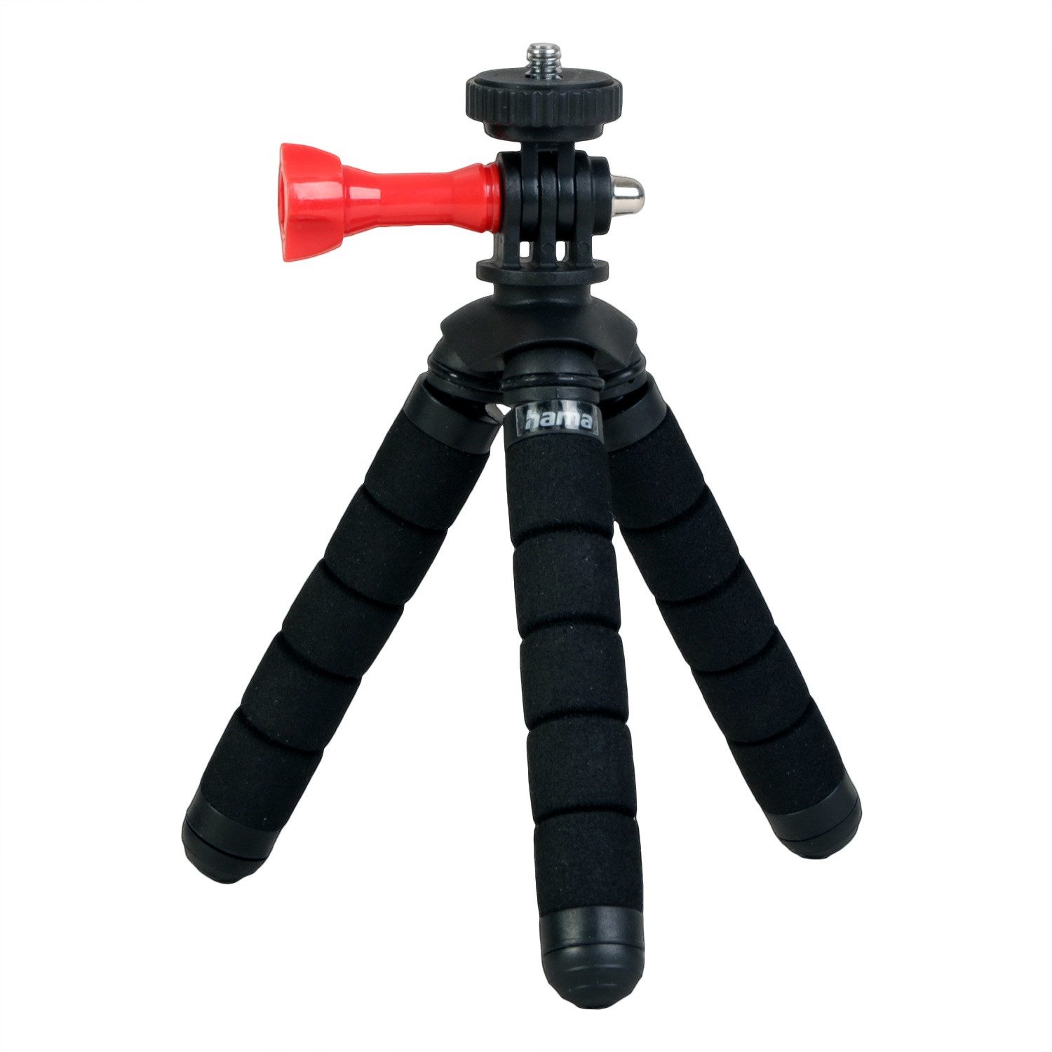 Hama Flex Flexibles Mini-Stativ 14cm Tripod Schwarz Kamerastativ (Beine mit 360°-Biegung Kamera 1/4" Anschluss und für GoPro ActionCam)