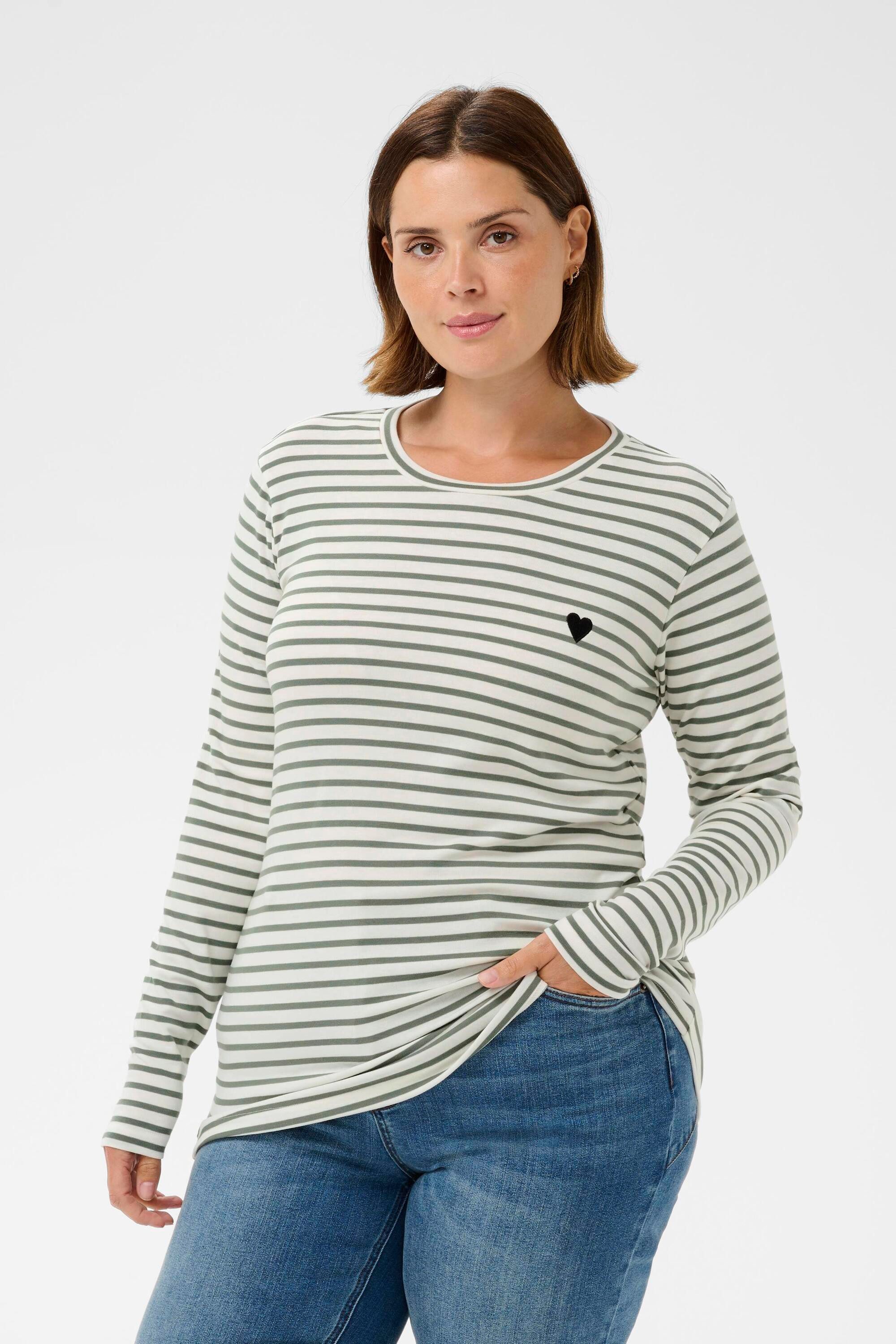 KAFFE Curve Langarmbluse Langarm-Shirt KClia Große Größen