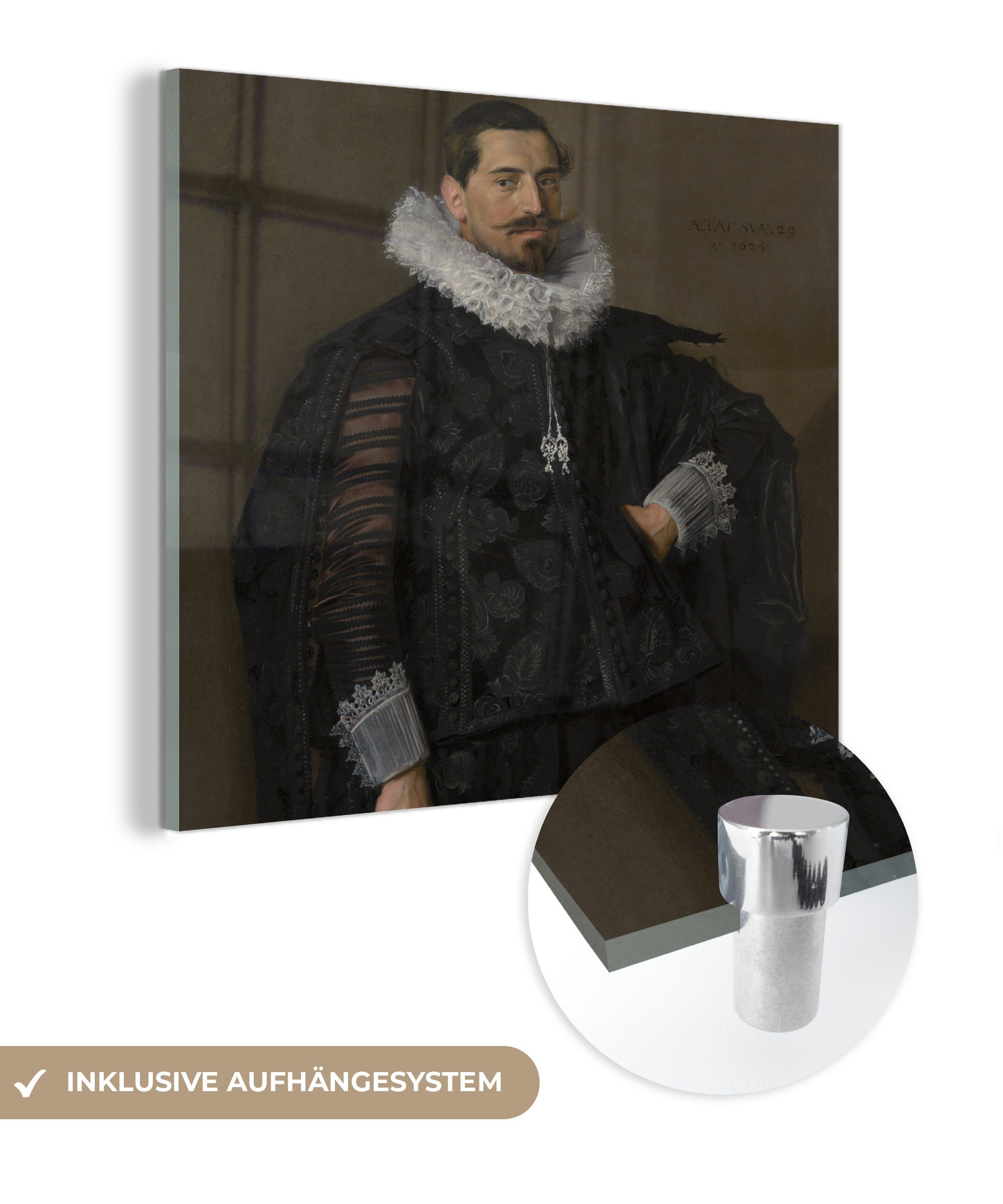 MuchoWow Acrylglasbild Porträt von Jakob Olykan - Frans Hals, (1 St), Glasbilder - Bilder auf Glas Wandbild - Foto auf Glas - Wanddekoration