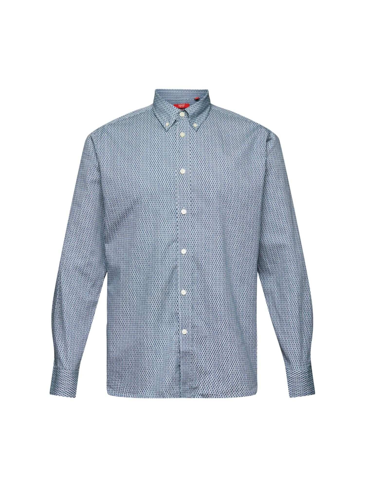 Esprit Collection Businesshemd Baumwollhemd mit Print in bequemer Passform GREY BLUE