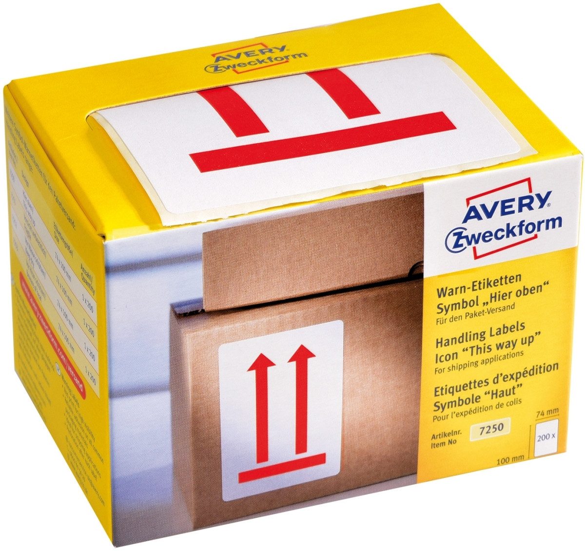 Avery Zweckform Etiketten Warnetiketten Symbol Hier oben 100x74mm weiß VE=200 Stück