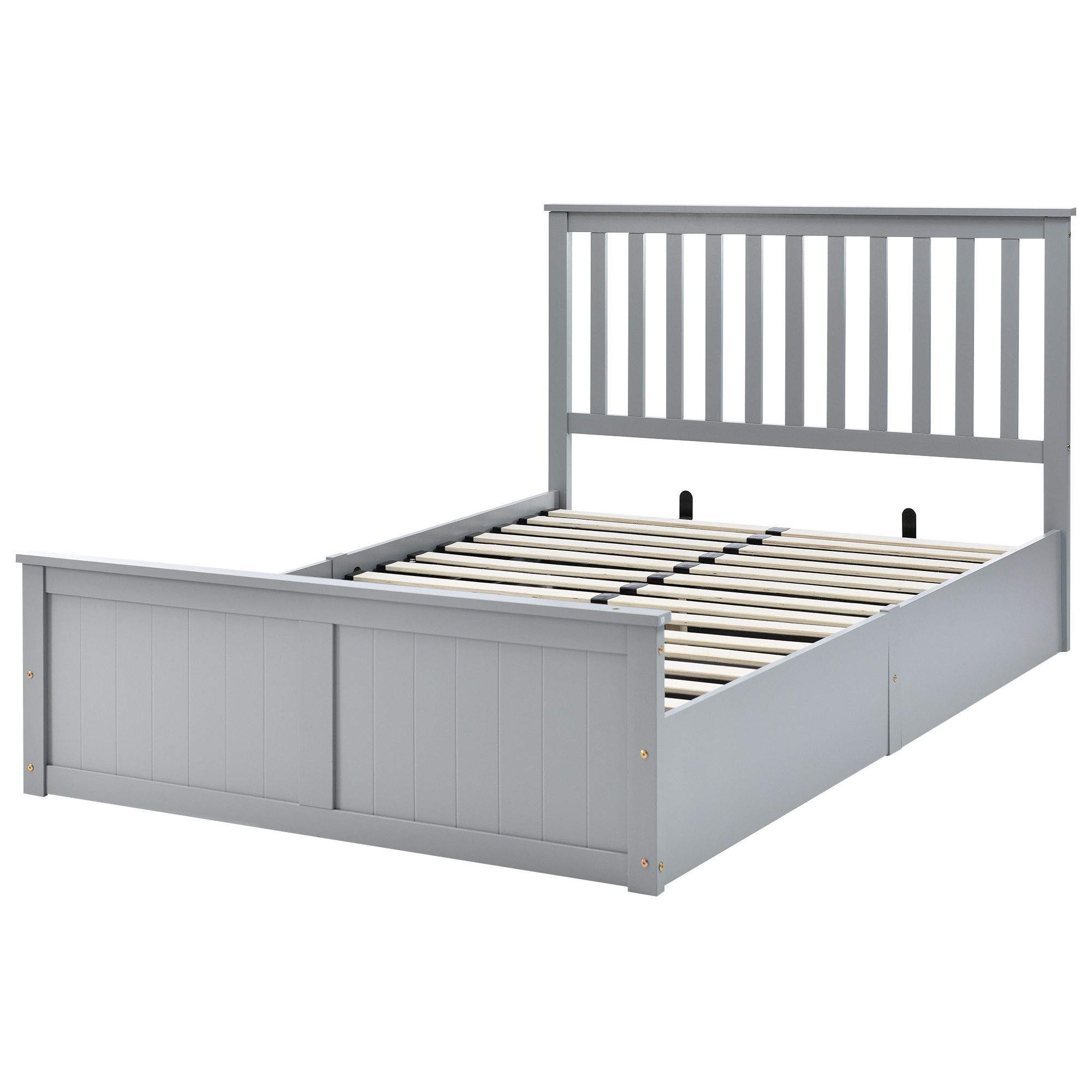 Flieks Massivholzbett, Kiefer Doppelbett Stauraumbett mit Lattenrost 140x200cm